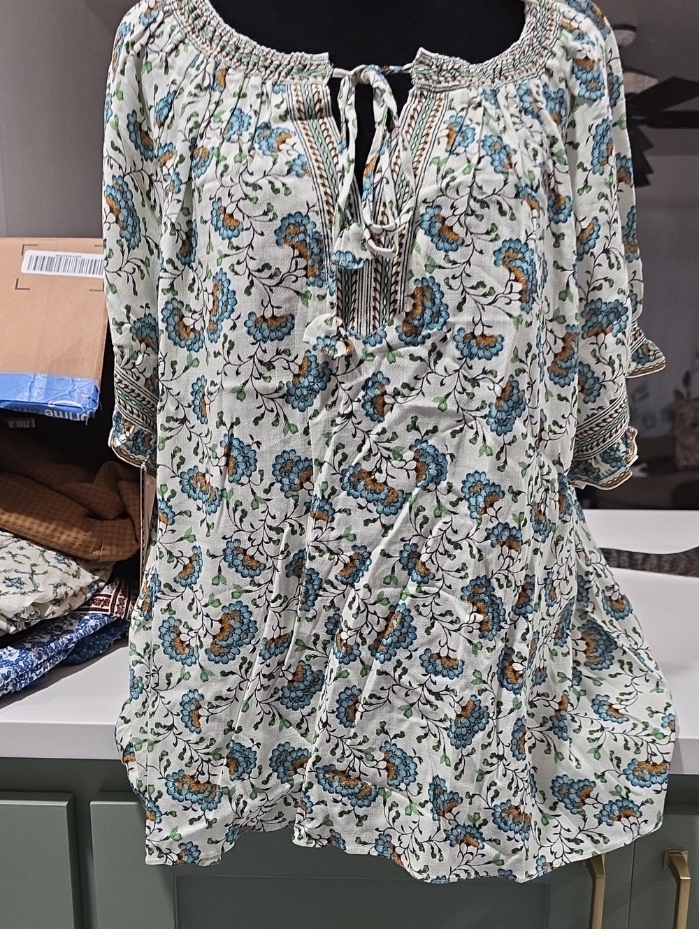 Max Studio Bohemian Peasant Blouse Sx 1x. NWT